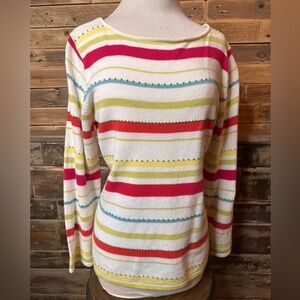 Susan Bristol Striped Beaded Sweater Women’s Large Colorful Vintage